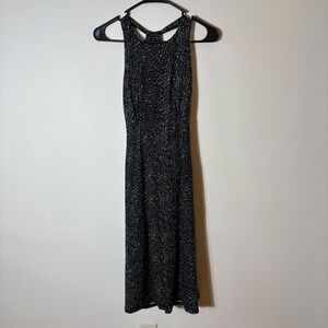 Prana XS Sleeveless Maxi‎ Dress Black Geometric Open Back Recycled Polyester